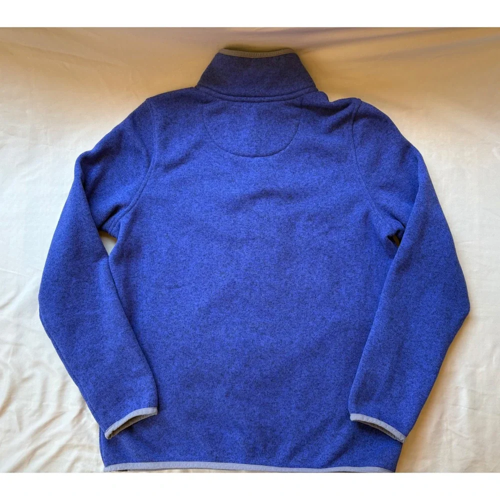 LL Bean Sweater Fleece Pullover Womens Medium Blue Snap Neck Jacket 292726